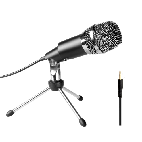 FIFINE K667 Home KTV Handheld Mic Universal Sound Recording Microphone with Tripod Stand for PC %26 Laptop 3.5mm Earphone Port Cable Length 1.3m Black