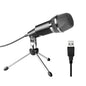 FIFINE K668 Home KTV Handheld Mic Universal Sound Recording Microphone with Holder for PC %26 Laptop USB2.0 Earphone Port Cable Length 1.3m Black