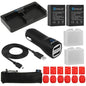 PULUZ 20 in 1 Accessories Car Charger Combo Kit Batteries  Car Charger  Cable  Battery Charger  3M VHB Adhesive Stickers  Mesh Bag for GoPro HERO3  3