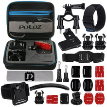 Load image into Gallery viewer, PULUZ 24 in 1 Bike Mount Accessories Combo Kit with EVA Case Wrist Strap  Helmet Strap  Extension Arm  Quick Release Buckles  Surface Mounts  Adhesive Stickers  Tripod Adapter  Storage Bag  Handlebar Mount  Screws for GoPro HERO5 4 Session 4 3  3 2 1