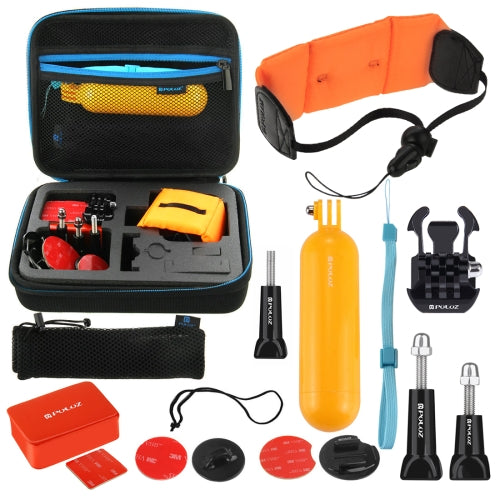 PULUZ 14 in 1 Surfing Accessories Combo Kit with EVA Case Bobber Hand Grip  Floaty Sponge  Quick Release Buckle  Surf Board Mount  Floating Wrist Strap  Safety Tethers Strap  Storage Bag  for GoPro HERO4 Session 4 3  3 2 1