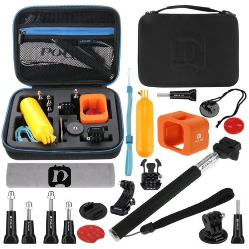 PULUZ 18 in 1 Accessories Combo Kit with EVA Case Extendable Monopod  Bobber Hand Grip  Quick Release Buckle  J-Hook Buckle Mount  Floating Cover  Surf Board Mount  Screws  Safety Tethers Strap  Storage Bag for GoPro HERO5 Session 4 Session