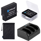 PULUZ 4 in 1 AHDBT-501 3.85V 1220mAh Battery  AHDBT-501 3-channel Battery Charger  Mesh Storage Bag  Battery Storage Box Kit for GoPro HERO5