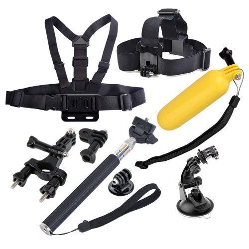 8 in 1 Chest Strap + Head Strap + Bike Handlebar Holder + Suction Cup Mount Holder + Extendable Handle Monopod + Floating Handle Grip Set for GoPro HERO4 /3+ /3 /2 /1   Lead Time: 2~5 Days.