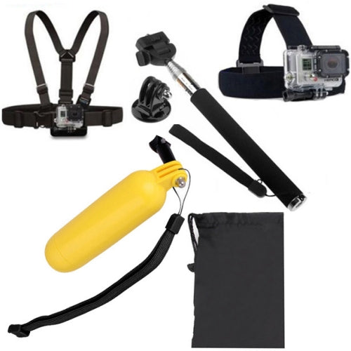5 in 1 Monopod Tripod Mount Adapter + Float Bobber Handheld Stick + Chest Belt + Head Strap + Bag for GoPro HERO4 /3+ /3 /2 /1 / SJ4000   Lead Time: 1~3 Days.