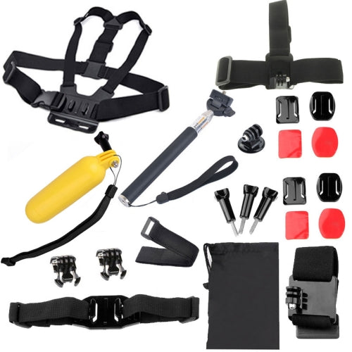 22 in 1 Chest Belt + Remote Wrist Belt + Head Strap + Helmet Strap + Carry Bag + Handheld Monopod Mount Set for GoPro HERO4 /3+ /3 /2 /1 / SJ4000   Lead Time: 1~3 Days.