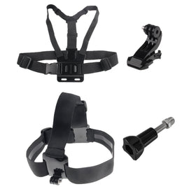 ST-145 4 in 1 Chest Strap (Type B) + Head Strap (Type B) + J-shaped Bracket + Thumb Screw for GoPro HERO4 /3+ /3 /2 /1(Black)   Lead Time: 1~3 Days.