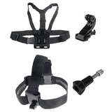 ST-145 4 in 1 Chest Strap (Type B) + Head Strap (Type B) + J-shaped Bracket + Thumb Screw for GoPro HERO4 /3+ /3 /2 /1(Black)   Lead Time: 1~3 Days.