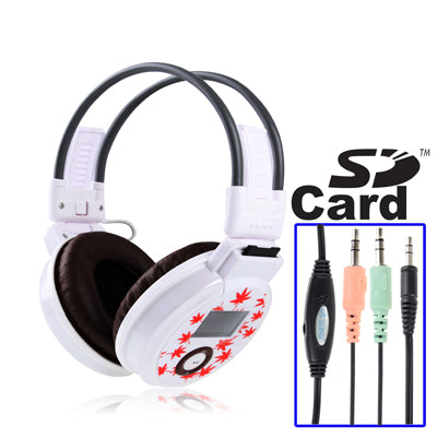 SD-890, 4 in 1 MP3 Foldable Headphone (SD Card Headphone + FM + Wired headphone + Rechargeable Li-ion Battery), White