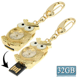Noctua Metal Watch Keychain Style USB Flash Disk Golden (32GB)