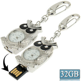 Noctua Metal Watch Keychain Style USB Flash Disk Silver(32GB)