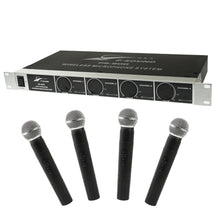 Load image into Gallery viewer, 4 Channels Wireless Handheld Microphone System, Frequency: 500-550MHZ
