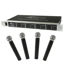 4 Channels Wireless Handheld Microphone System, Frequency: 500-550MHZ
