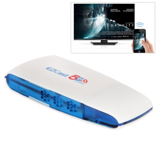 EZCAST Dual Frequency 2.4GHz/5GHz 300Mbps 1080P HD Video Decoder WiFi Display Miracast HDMI TV Dongle(White)